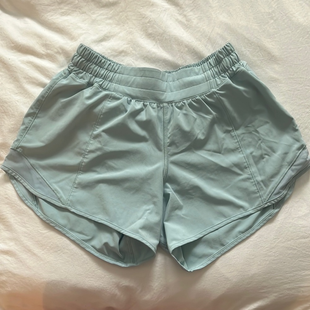 Lululemon soft teal 4” inseam shorts